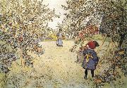 Carl Larsson Apple Harvest oil painting